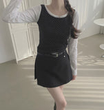 Dot Ribbon String Layered Unique Sleeveless