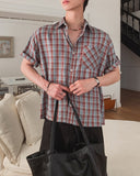 Heave Burgundy Check Short Sleeve Shirt