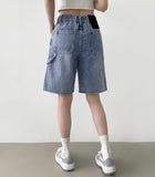 Carpenter Bermuda Knee Length Banding Denim Shorts