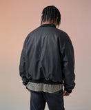 Overfit Washed Leather Bomber Jumper