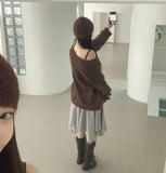 Punching Loose Fit Knit Beanie Point Set