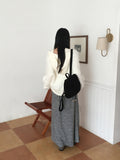 Soco Knitwear Color Matching Angora Fur Button Hood Cardigan