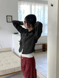 [MADE] Disher Zipper Leather Color Matching Two-Way Knit Zip-Up Jumper