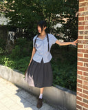 Tapee stripe ribbon strap pocket shirt