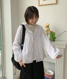 Hemons lace shirring ribbon blouse