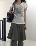Diaen Lettering Print Button Short Sleeve T-Shirt