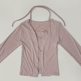 Layered Halterneck Inner Fake Layered Cardigan