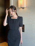 Evian Square Short Sleeve Tweed Two-Piece One Piece