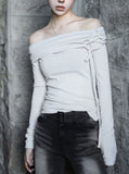 Draped Eyelet Off-shoulder Top