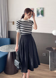 Nebel Banding Pintuck Flare Skirt