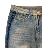 Messy fringe denim