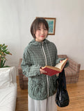 Bomiru Ribbon Hood Check Wind Jumper