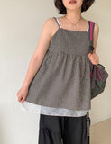Mintel Summer Check Layered Sleeveless Blouse
