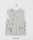 Teiki two-way pocket shirring color matching hood vest