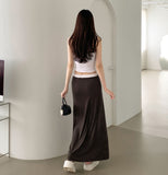 Color Matching Layered Maxi H-line Long Skirt