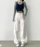 Back Cut Cotton Wide Peach Process Cotton Pants