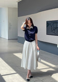 Even Banding Flare Long Skirt