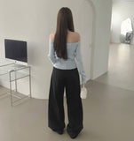 Wide Banding 4-Season Side Cut Cotton Pants