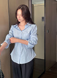 Cherno Open Collar Strap Shirt Blouse