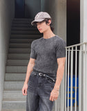 Washed Rib Muscle Fit Short Sleeve Knit