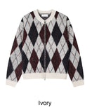 Ruel Argyle Mohair Knit Zip-Up