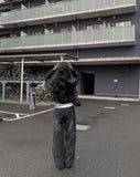 [A/M] Khama Black Denim Washing Wide Pants