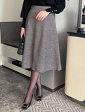 Gelmade Hound Check Brushed Span Flare Skirt