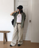 Dus Side Folding Pintuck Wide Cotton Pants