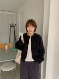 Koryus Bokashi Fur Round Knit Cardigan