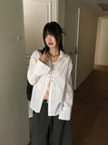 Tornet Western Eyelet String Slit Cotton Long Sleeve Shirt