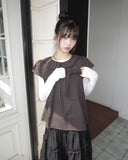 Lupek Ribbon Check Short Sleeve Blouse