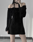 Scarf Velvet Off Shoulder One Piece