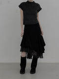 Anti-Fur Half-Pola Short-Sleeve Knit