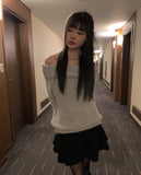 Snowflake Boucle Off-Shoulder Knit