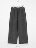 Poining banding string fleece brushed wide pants