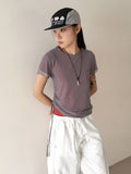 Lefe Mesh Layered Side String Short Sleeve T-Shirt