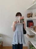 Sodel Summer Seersucker Check Sleeveless One Piece