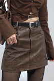 Tainna Crack Leather Skirt (Belt Set)
