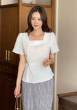 Gobelin Square Shirring Strap Blouse