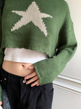 Leamu Green Star Crop Knit