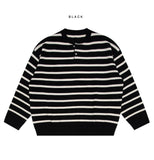 Fuzz Stripe Henley Neck Knit