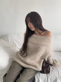 [Scrunchie Set] Nora Off-Shoulder Loose Knit