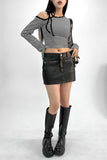 Kaive Washing Leather Mini Skirt