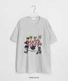 Kyosun Cat Print Over Short Sleeve Tee