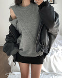 Mayo diagonal button wool round knit