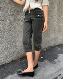 Leon Button Capri Denim Three Quarter Pants