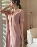 Shaver Collar Rib Knit Long One Piece