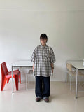 [unisex] Blini Color Check Over Short Sleeve Shirt