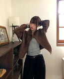 Cyan Suede Punching Collar Pocket Jacket