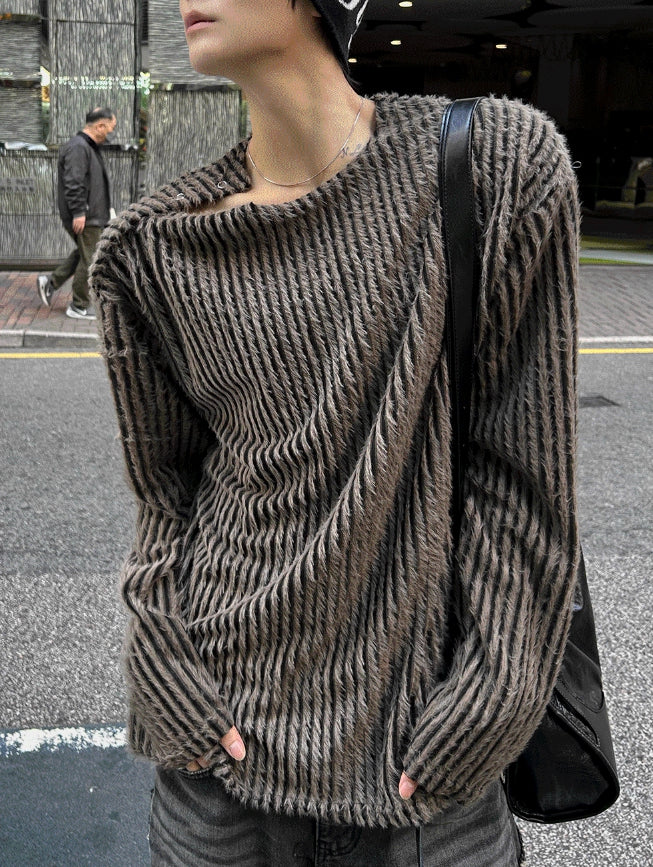 【COSYHARU】Fur stripe snap Tee COSYHARU (コシハル) - ファーストライプスナップTシャツ / Fur